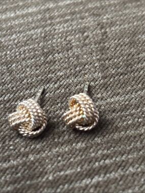 .925 LOVER’S KNOT Earrings real solid Sterling Silver Fine Jewelry wired/braided